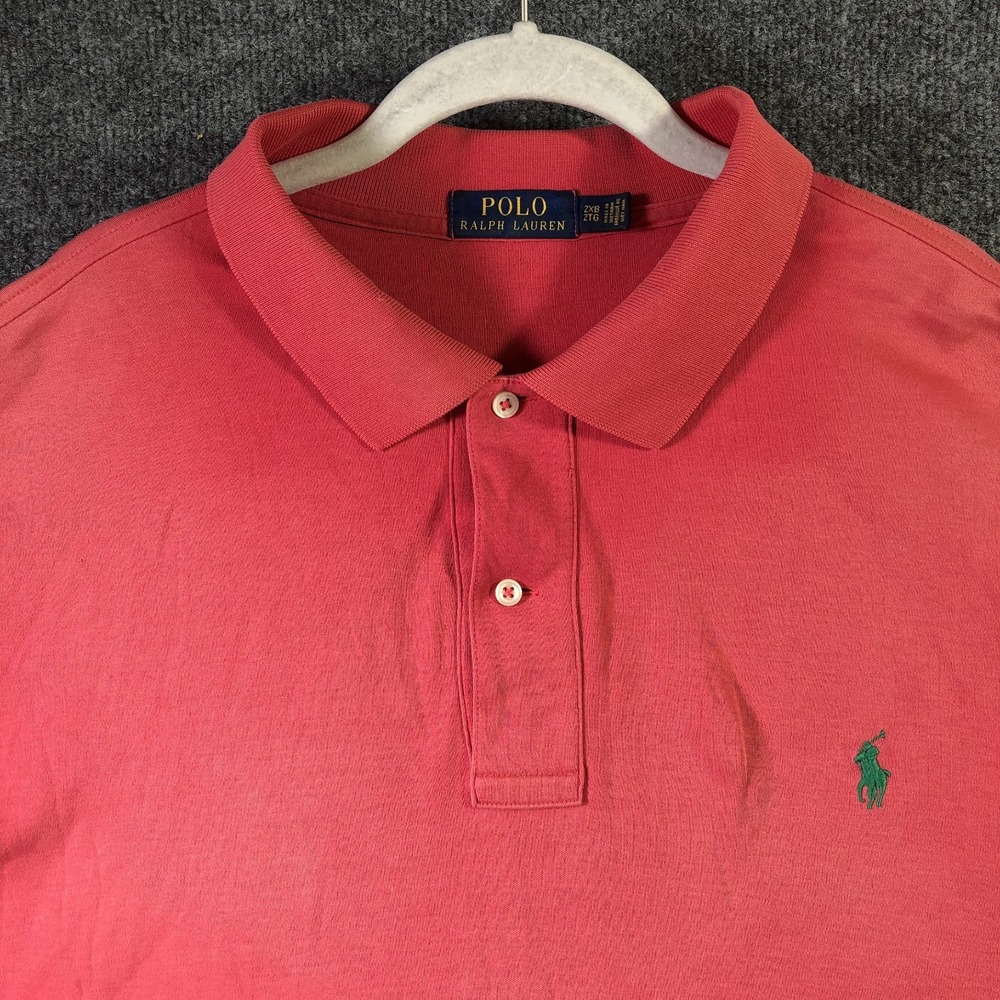 Polo Ralph Lauren Shirt Men's 2XB Red Sun Faded Casual Preppy Green Pony